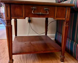 C58 - $35. Wooden Side Table with Single Drawer.