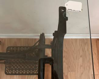 C56 - $65. Sewing Machine Base & Table Top. Top measures 29.25" x 26" x 15.5" tall.