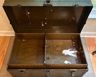 C62 - $75. Military Trunk. Measures 31" long x 17" deep x 13" tall.