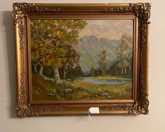 C112 - $40. 1942 Elmo Stuice signed original painting. Framed measures 24.5" x 20.5". Paint chipped around edges of frame.