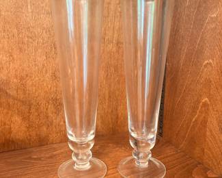 C103 - $10. PAIR Waterford Marquis Vintage Pilsner Beer Glasses. 9.25" tall.