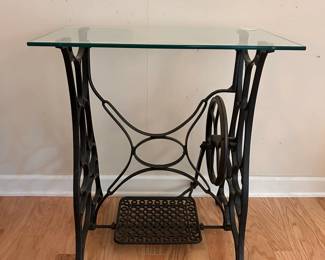 C56 - $65. Sewing Machine Base & Table Top. Top measures 29.25" x 26" x 15.5" tall.