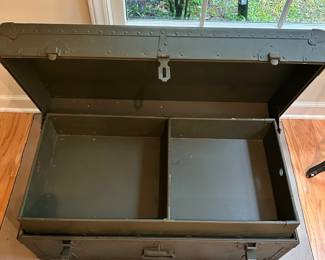 C60 - $75. Military Trunk. Measures 32" x 13.5" deep x 16.25" tall.