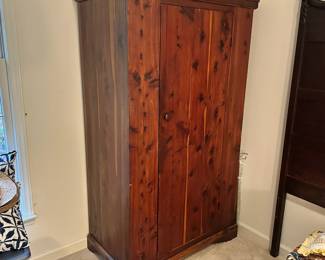 C47 - $175. LARGE Cedar Lined Wardrobe with key! Measures 39" wide x 22.5" deep x 71" tall.
