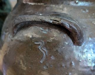 C149 - $95. Catawba Co (?) #3 Crock. Handle is chipped - otherwise good vintage condition.