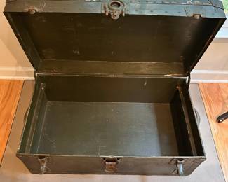 C61 - $75. Military Trunk. Measures 31" long x 17" deep x 13" tall.