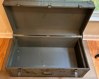 C63 - $75. Military Trunk. Measures 32" long x 16.25" deep x 13.25" tall.