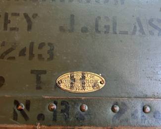 C60 - $75. Military Trunk. Measures 32" x 13.5" deep x 16.25" tall.