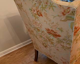 C109 - $95. Henredon Wingback Chair. Down filled reversible cushion. Measures 26" wide x 28" deep x 44" tall. There are some holes in the upholstery.