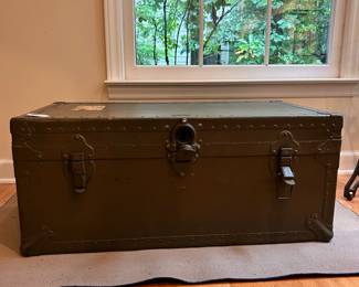 C62 - $75. Military Trunk. Measures 31" long x 17" deep x 13" tall.
