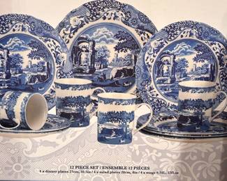 C83 - $60. Spode Blue Italian 12 Pc Set. 4 of each 10.5" dinner plate, 8" salad plate, 12oz mugs.