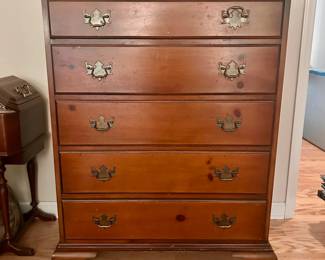 C6 - $125. Vintage Drexel Dresser - Solid wood. Measures 36" wide x 21" deep x 46.25" tall. All drawers slide - very useable as is but also a great project piece if you want vintage quality!