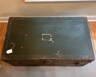 C61 - $75. Military Trunk. Measures 31" long x 17" deep x 13" tall.