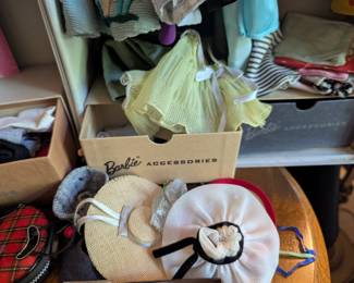 C150- $125. Vintage Barbie 1962 "Solo in the Spot Light" Black Case/ wardrobe and loaded with clothing, shoes, hats and more. This is in excellent condition! Price is for all.