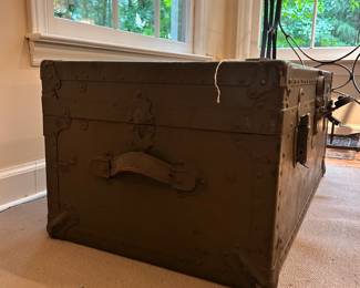 C62 - $75. Military Trunk. Measures 31" long x 17" deep x 13" tall.