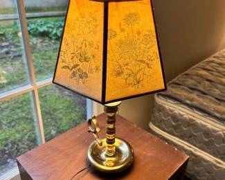 C107 - $40. Bedside Brass Table Lamp. Measures 17" tall.
