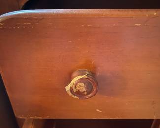 C34 - $125. Old Town Maple China Cabinet. Vintage - Solid Wood. Smaller size. Measures 32" wide x 15" deep x 62" tall. Doors work well - drawer is slightly sticky. One knob is broken and has minor scratching.