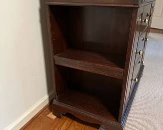 B17 - $150. Secretary Desk. Vintage - Solid Wood - Very sturdy. Measures 36" wide x 18" deep x 51.5" tall. Has 4 adjustable shelves on the sides. Does come apart if needed to move in 2 pieces.