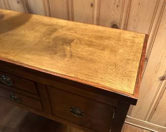 B27 - $225. Vintage Huntboard. Measures 50" long x 19" deep x 39.5" tall. Drawers slide easily and doors open.