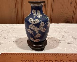 B106 - $10. Brass Cloisonne Vase - inside does show some rust.