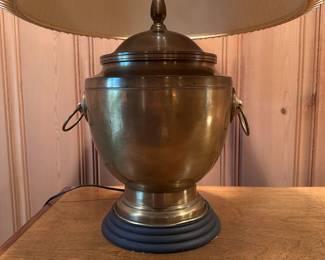 B28 - $40. Vintage Brass Urn Lamp. Measures 29" tall. Would look great with a new shade!