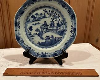 B110 - $10. Blue & White Plate - has been glued.
