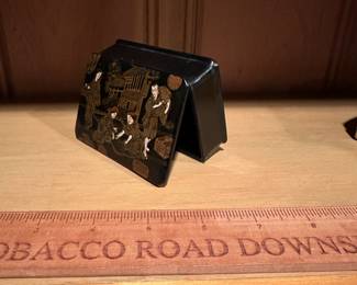 B63 - $20. Small Japanese Lacquered Box with attached lid.