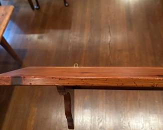 B54 - $20. Long Wooden Wall Shelf with Plate Shelf.
