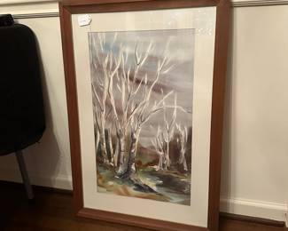 B145 - $60. Original Vintage Watercolor by Clara Clayton from Burlington NC. Framed it measures 22.25" x 32.5".