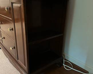 B17 - $150. Secretary Desk. Vintage - Solid Wood - Very sturdy. Measures 36" wide x 18" deep x 51.5" tall. Has 4 adjustable shelves on the sides. Does come apart if needed to move in 2 pieces.