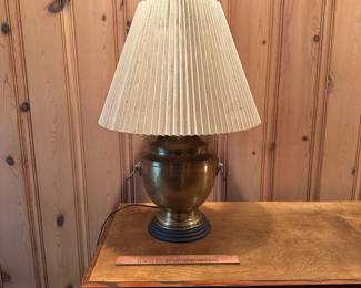 B28 - $40. Vintage Brass Urn Lamp. Measures 29" tall. Would look great with a new shade!
