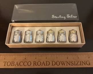 S3 - $30. Set of 6 Sterling Salt Shakers with rubber liners.