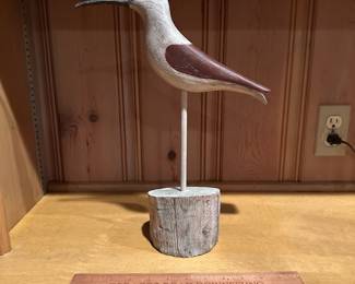 B9 - $75. Shorebird Decoy. Carved by Vernell Robertson Burlington NC. 1983.