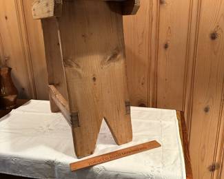 B40 - $55. Taller Antique Primitive Stool. Measures 17" x 10" wide x 19.75" tall.