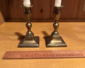 B74 - $40 PAIR. Antique Brass Candlestick Holders.