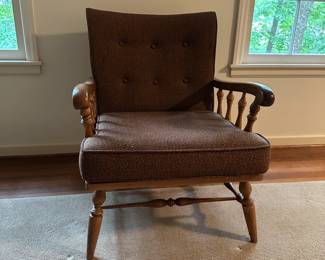B19 - $65. Ethan Allen Upholstered Chair. Measure 25.5" wide x 30" tall. Floor to Seat is 16". Seat cushion comes off - back cushion is fixed.
