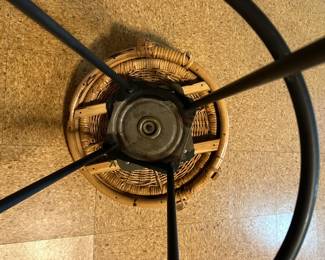 B22 - $75. Set of 3 Wicker Seated / Metal Framed Bar Height Stools.