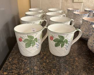 B116 - $32. Mikasa Country Berries Coffee Mugs. Set of 8.