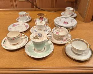 B86 - $50 LOT. 8 Cup & Saucer Sets with a few extra saucers.