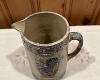 B103 - $75. Spongeware Wild Rose Pitcher in very good antique condition!