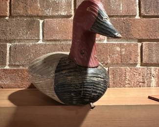 B7 - $125. Red Head Drake Wooden Duck Decoy signed Mike Tanner. Excellent Condition.