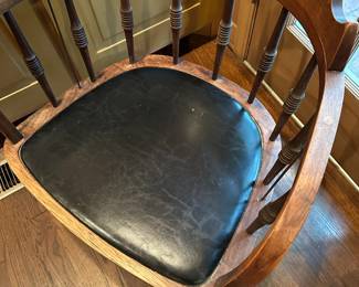 B26 - $95. Single Kipp Stewart Drexel Accent Chair with Leather Seat. Sturdy and in very good vintage condition!