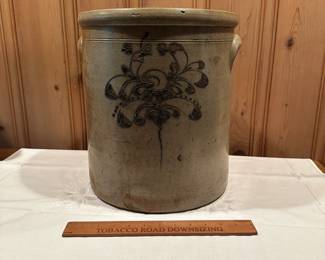 B44 - $50. Large Stoneware Crock. Measures 12" wide x 13.5" tall. Great Display Piece - does have a crack.