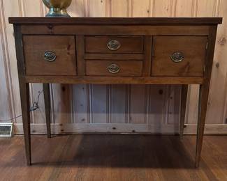 B27 - $225. Vintage Huntboard. Measures 50" long x 19" deep x 39.5" tall. Drawers slide easily and doors open.