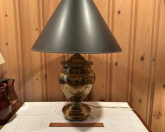 B49 - $50. CCI Brass Table Lamp model 8066 with nice shade. Measures 29" tall.
