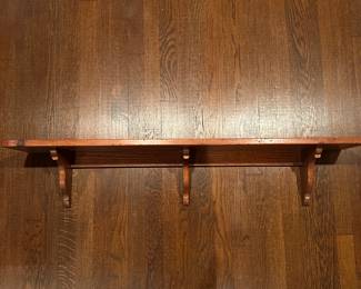 B54 - $20. Long Wooden Wall Shelf with Plate Shelf.