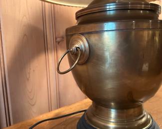 B28 - $40. Vintage Brass Urn Lamp. Measures 29" tall. Would look great with a new shade!