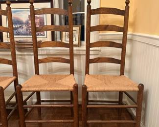 B152 - $400. 6 Ladder Back Chairs with Rush Seats. All Sturdy and in very good condition!