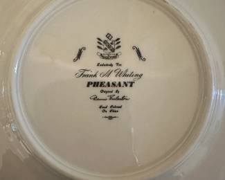 S4 - $80 PAIR. Frank M. Whiting Pheasant Plate with Sterling Trim.