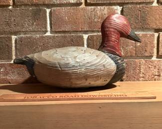 B7 - $125. Red Head Drake Wooden Duck Decoy signed Mike Tanner. Excellent Condition.